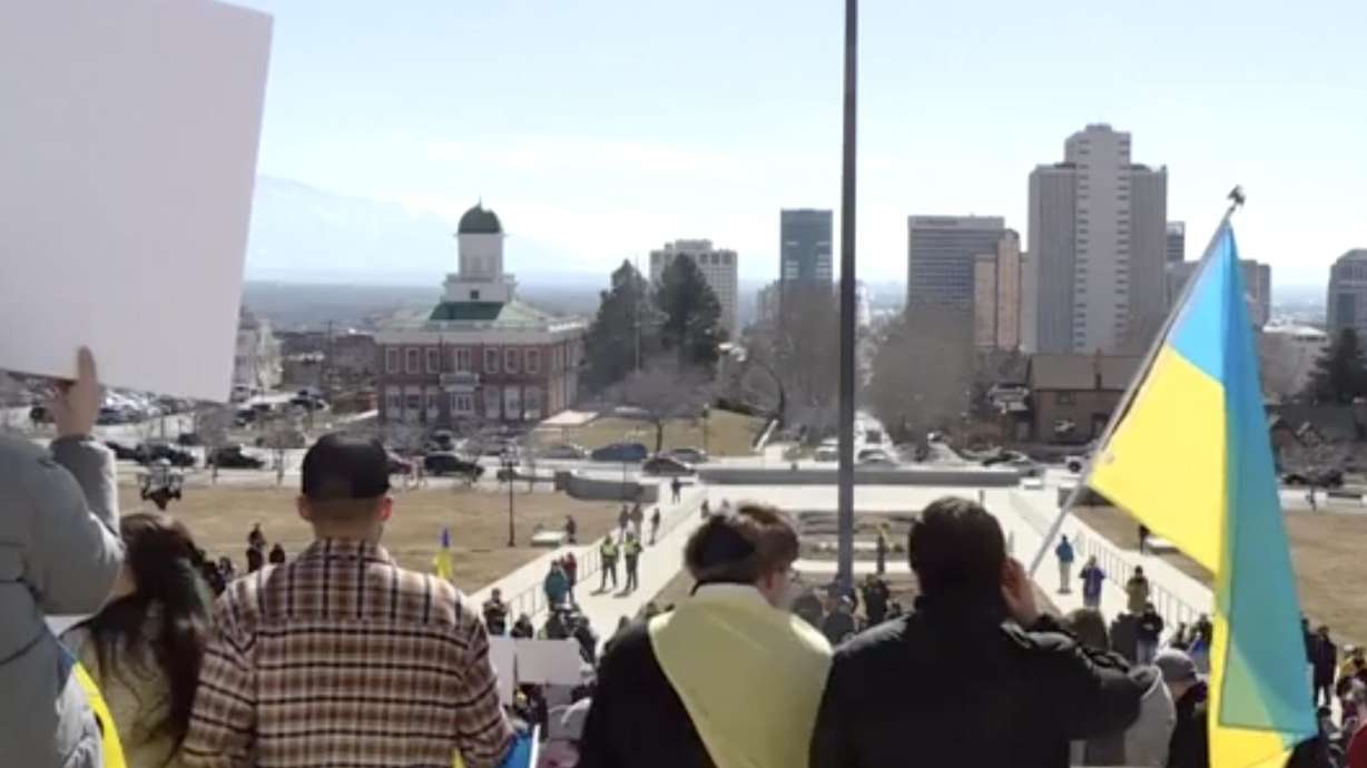 Hundreds gathered at the Utah State Capitol Saturday to stand with Ukraine.