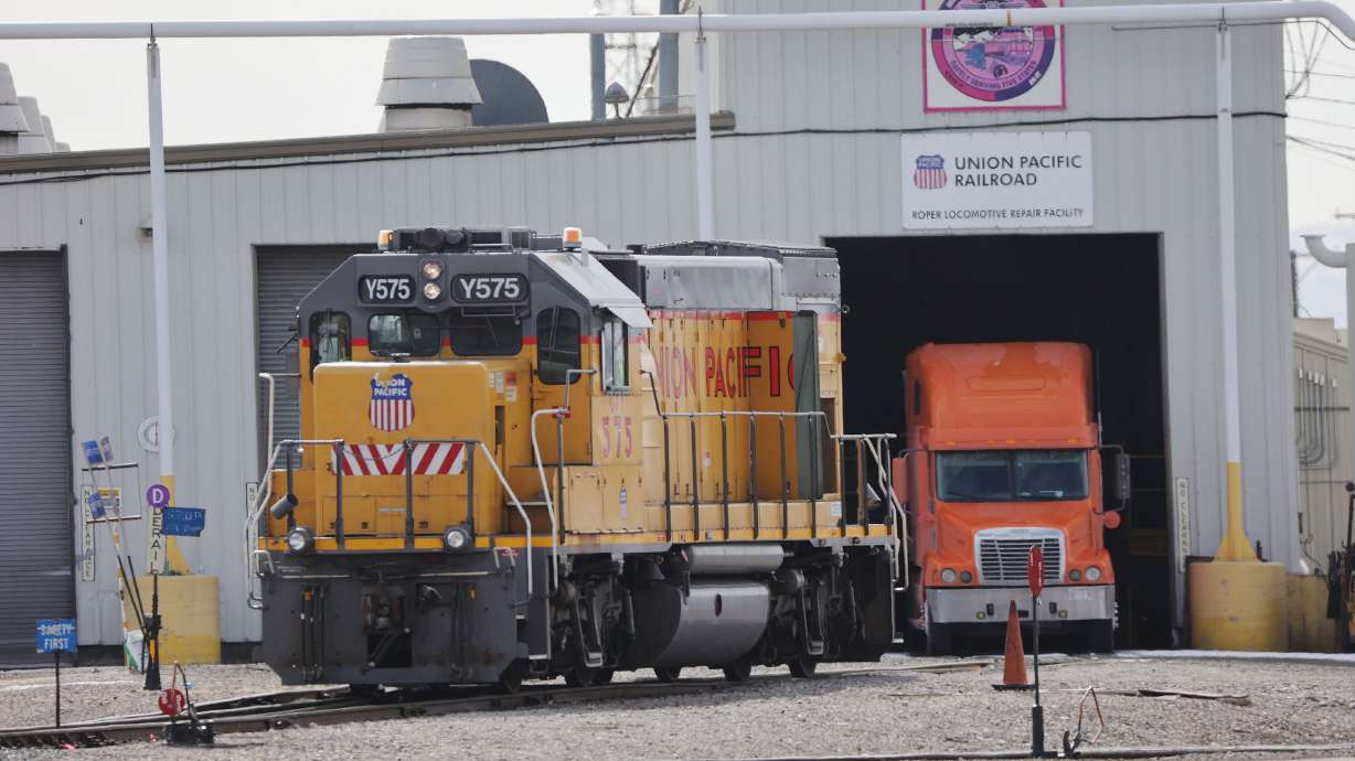 An engine at the Union Pacific Roper yard in South Salt Lake is pictured on Feb. 22. Utah lawmakers and Union Pacific appear to be working through some contentious issues, legislators say.