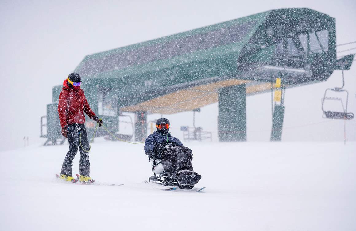 Bob Wassom on the snowy slopes of Alta Ski Area.