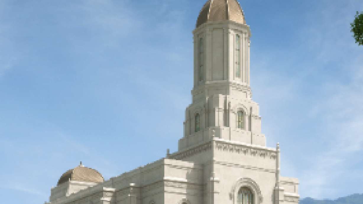 An artist's rendering of the Smithfield Utah Temple of The Church of Jesus Christ of Latter-day Saints. Construction is set to begin in June in Cache County.