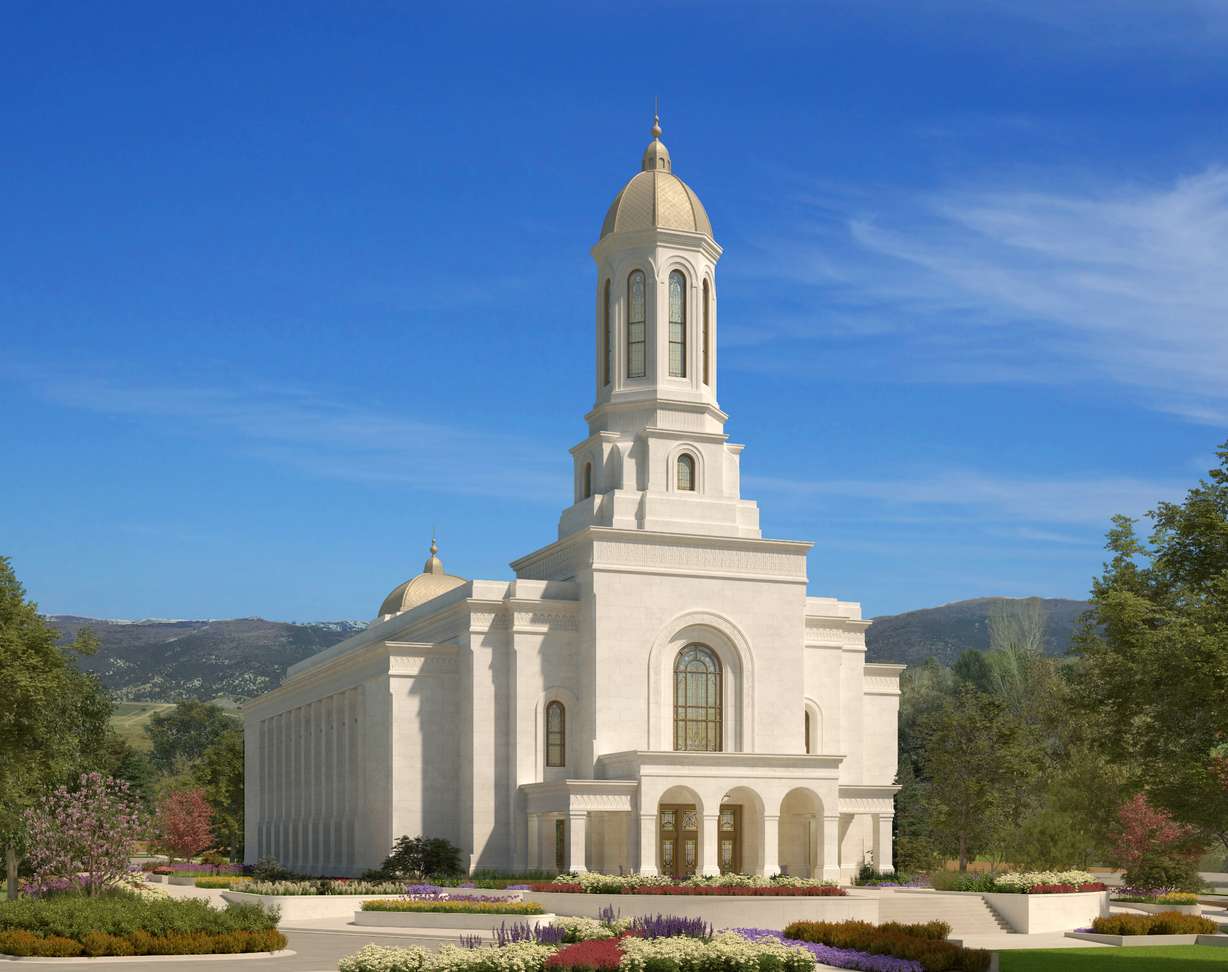 An artist's rendering of the Ephraim Utah Temple of The Church of Jesus Christ of Latter-day Saints in Ephraim, Sanpete County.