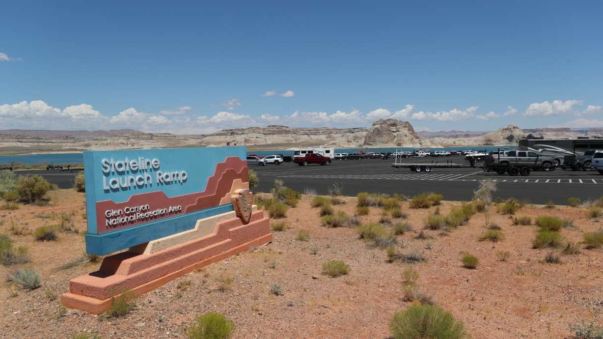 The Stateline Launch Ramp at Lake Powell on Aug. 16, 2019. The ramp is one of the few options available to launch boats into Lake Powell at the moment.