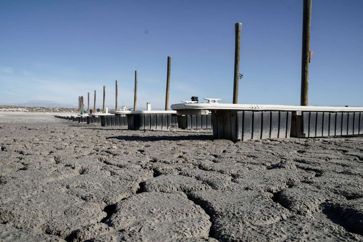 The boat dock at Antelope Island State Park in Syracuse is pictured on Dec. 7, 2021.