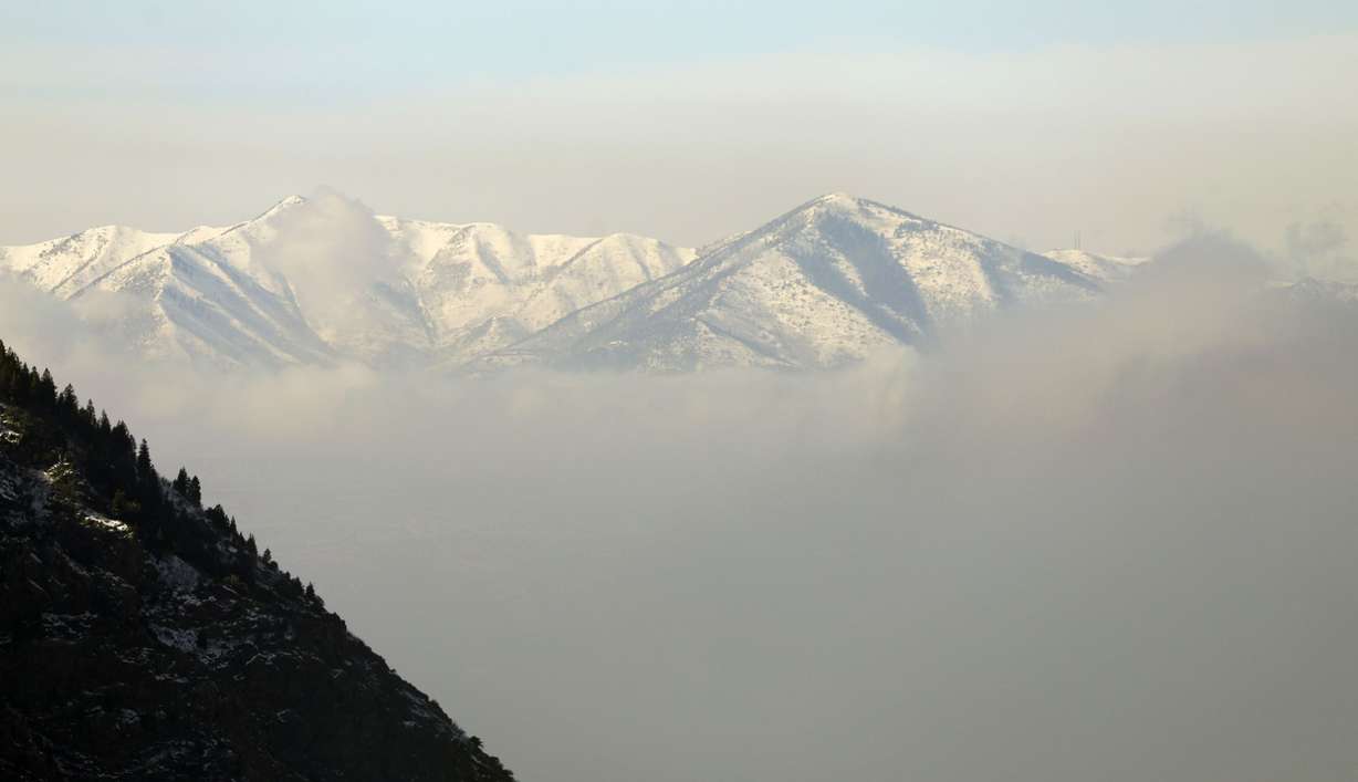 Smog blankets the Salt Lake Valley during an inversion, as seen from Little Cottonwood Canyon on Jan. 20.