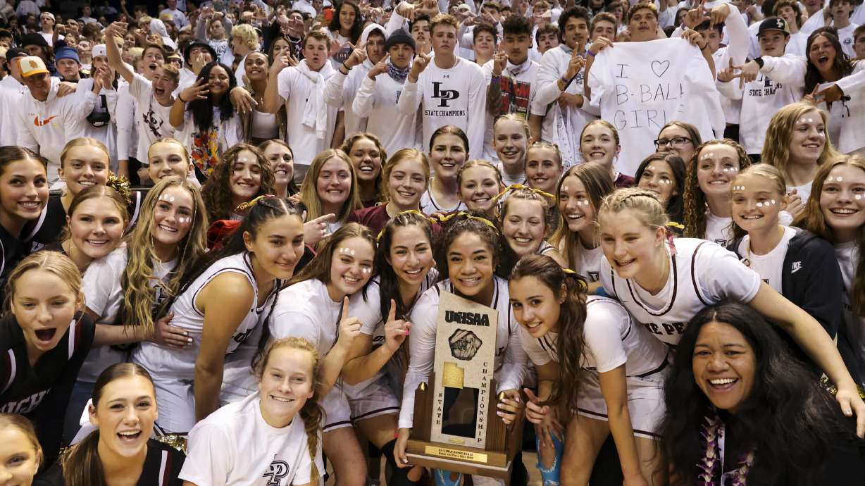 Lone Peak claims the 6A basketball state championship against Fremont after two overtimes at the Marriott Center in Provo on Saturday, March 5, 2022.