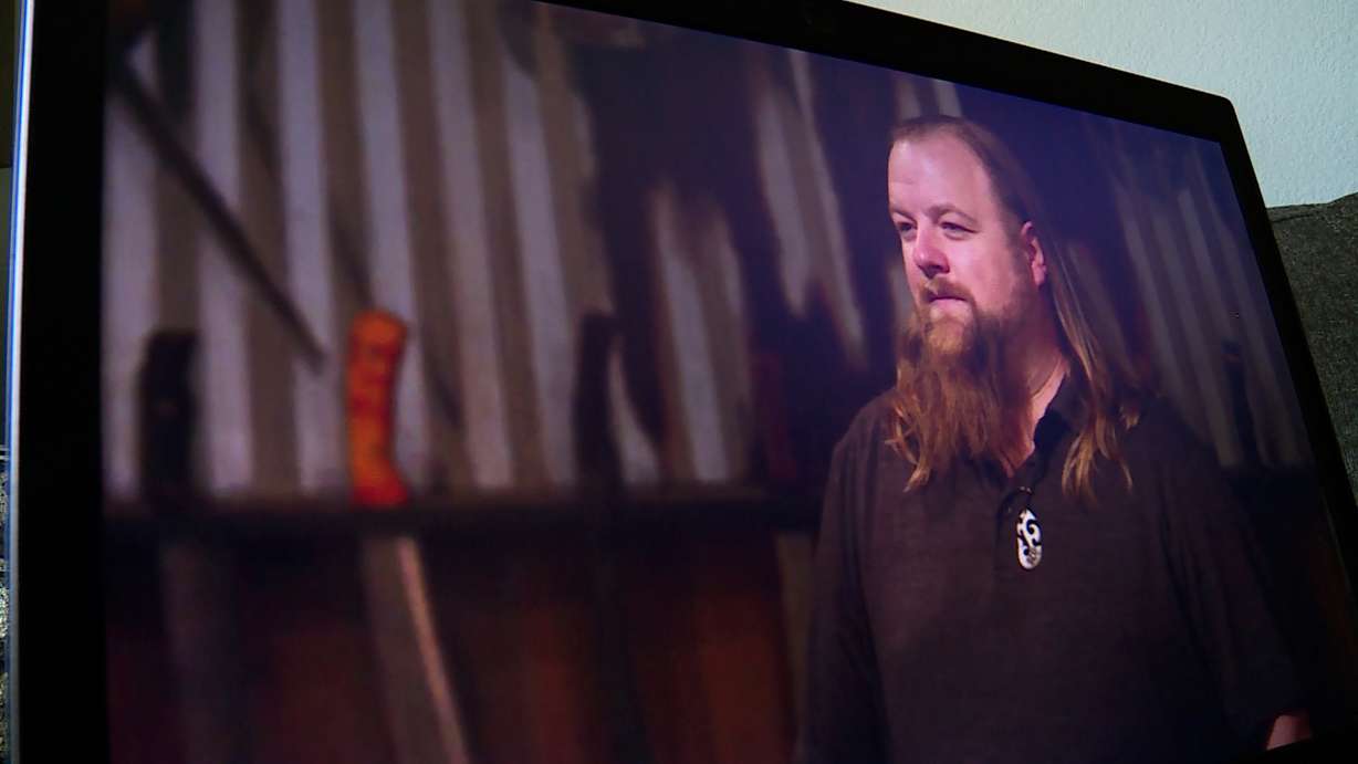 Nathan Anderson is seen on an episode of "Forged in Fire" on the History Channel.