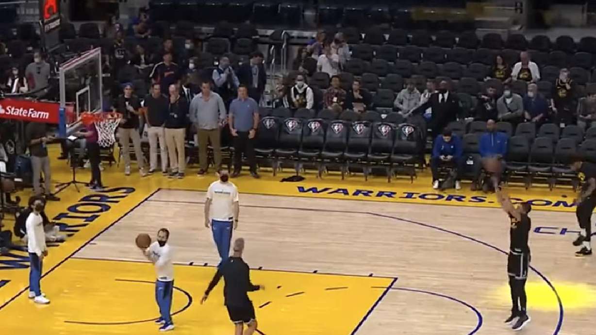 Golden State Warriors' Steph Curry displays his ability to sink 3-pointers in this video posted on Facebook Feb. 28.