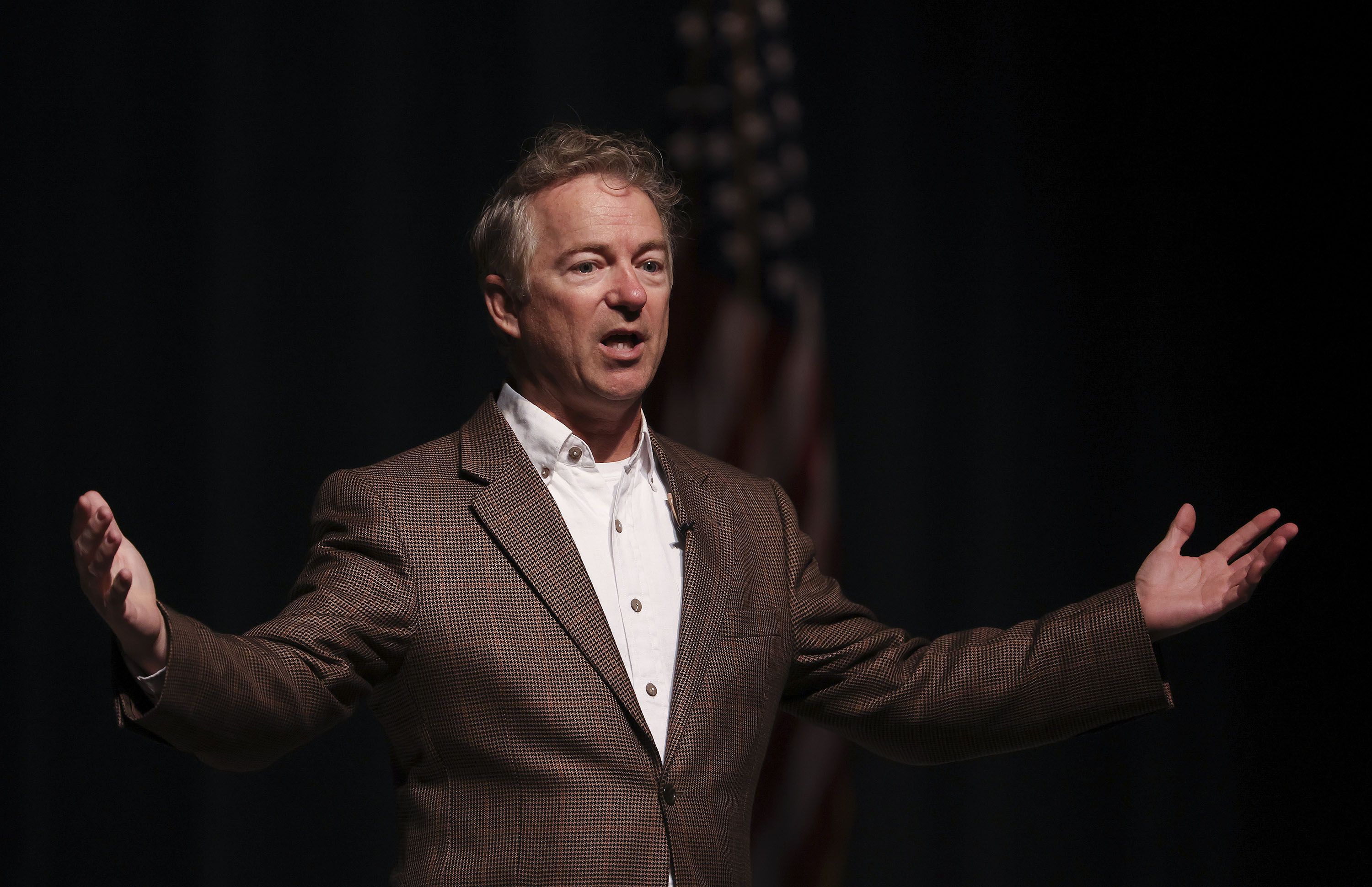 Sen. Rand Paul, R-KY, addresses prospective state delegates of the Utah Republican Party at the Rose Wagner Performing Arts Center in Salt Lake City on Friday.