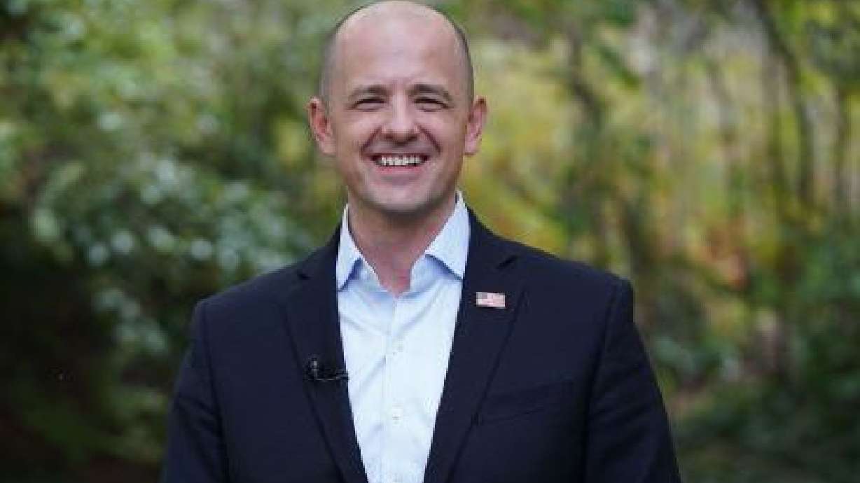 Evan McMullin poses for a photo in Salt Lake City on Oct. 5, 2021. McMullin is running for Sen. Mike Lee’s seat as an independent.