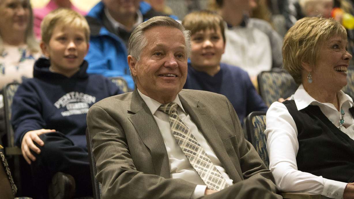 Salt Lake County deputy district attorney Robert Stott listens to speakers roast him at his retirement party in Salt Lake City on Jan. 29, 2016. He died Saturday at the age of 77.