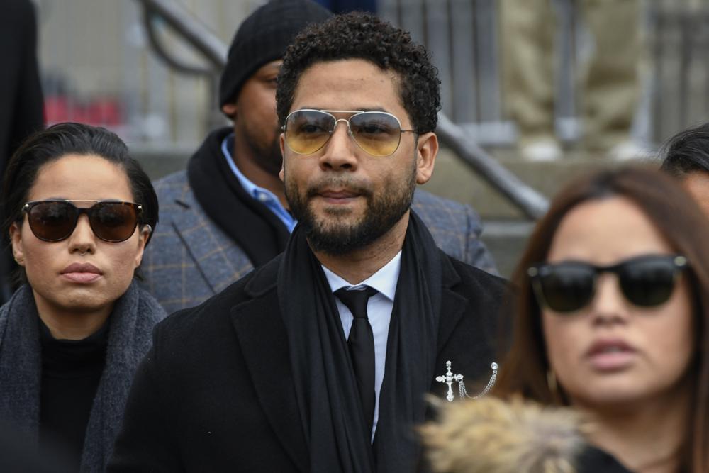 Former "Empire" actor Jussie Smollett leaves the Leighton Criminal Courthouse in Chicago, Feb. 24, 2020. Smollett is returning to a Chicago courtroom Thursday, for sentencing with just two questions hanging over his head: Will he admit that he lied about a racist homophobic attack and will a judge send him to jail? 
