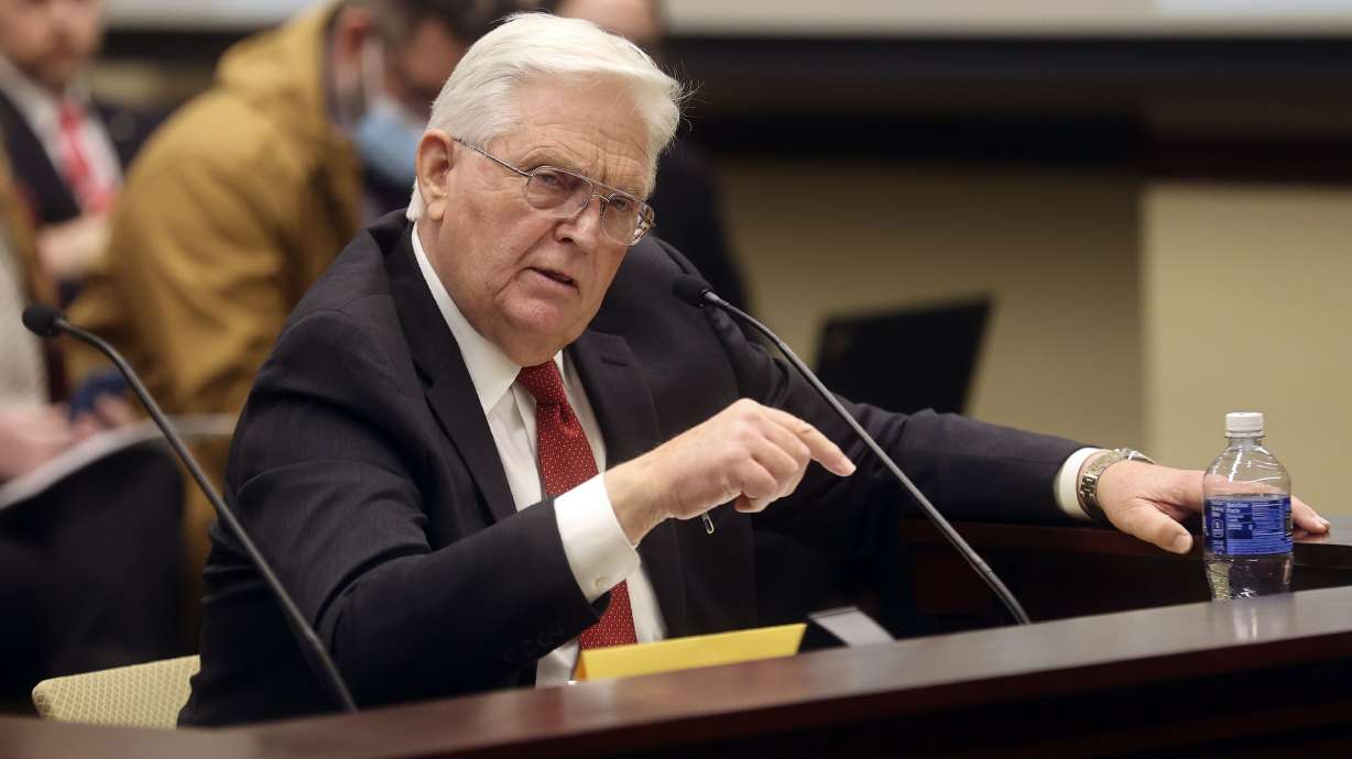 Rep. Lowry Snow, R-Santa Clara, presents HB0147, Death Penalty Modifications, during a House Law Enforcement and Criminal Justice Standing Committee meeting in the House Building in Salt Lake City on Feb. 14.