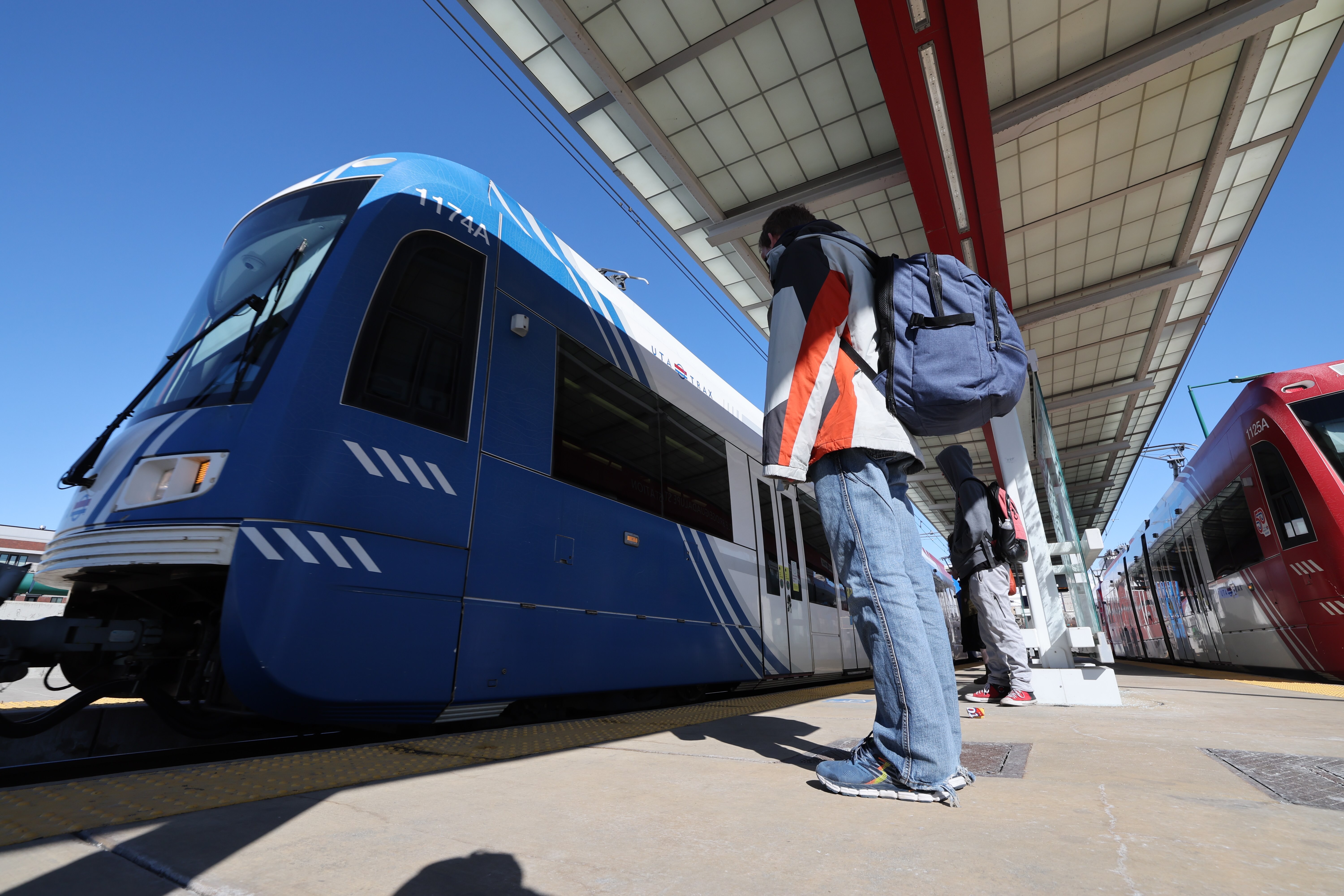 TRAX riders take a train in Salt Lake City Thursday. Last month was Free Fare February and public transportation across all of UTA’s network was available for the entire month of February at no cost.
