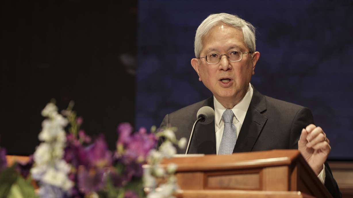 Elder Gerrit W. Gong speaks during the Church History Symposium at the Church Office Building in Salt Lake City on Friday.