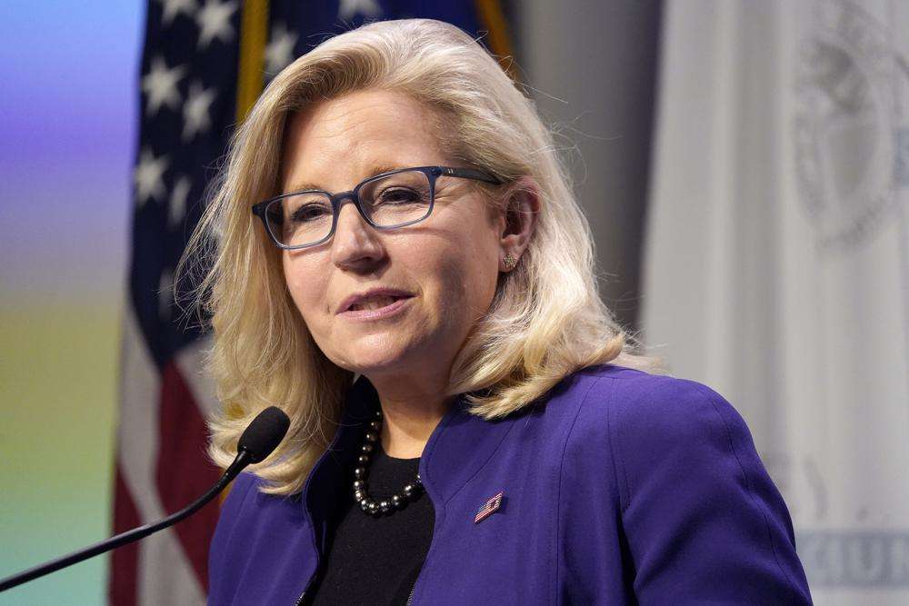 Rep. Liz Cheney, R-Wyo., speaks during the Nackey S. Loeb School of Communications' 18th First Amendment Awards at the NH Institute of Politics at Saint Anselm College in Manchester, N.H., on Nov. 9, 2021. More than two years before the next presidential election, a shadow primary has begun to take shape among no fewer than three fierce Republican critics of former President Donald Trump to determine who is best positioned to occupy the anti-Trump lane in what could be a crowded 2024 presidential field.