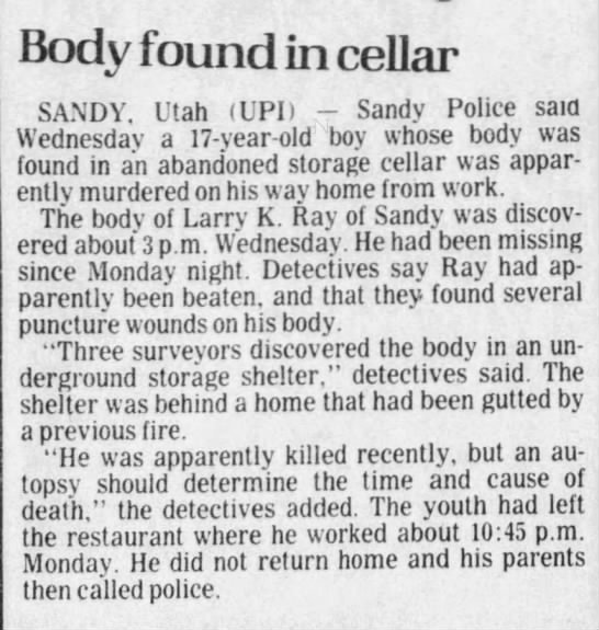 Newspaper clipping from the St. George Daily Spectrum on Feb. 25, 1982.