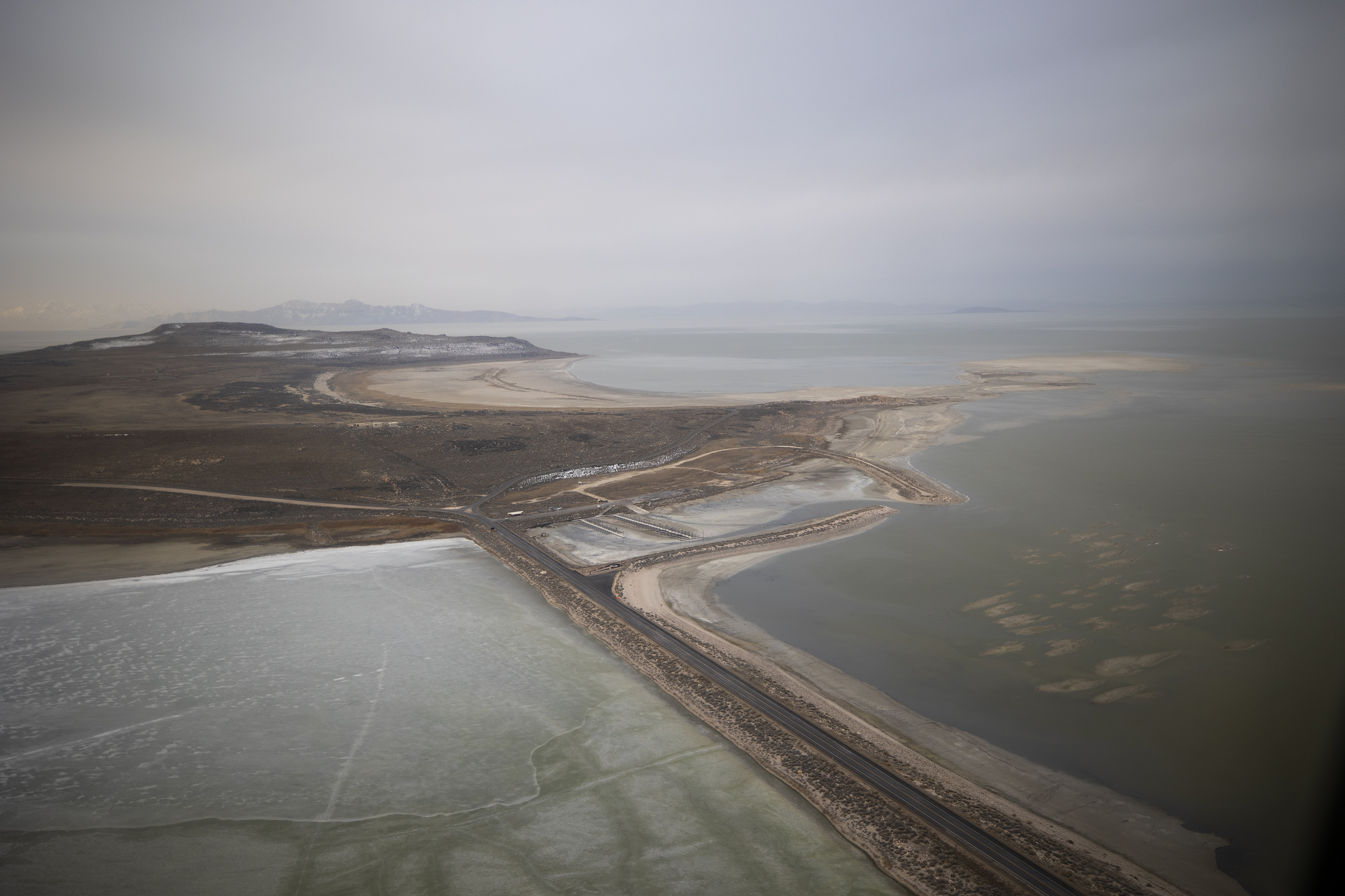 The Great Salt Lake as seen on Feb. 15. A bill that passed the Utah Legislature makes it easier for water to flow into the lake, but it won't be a cure-all.