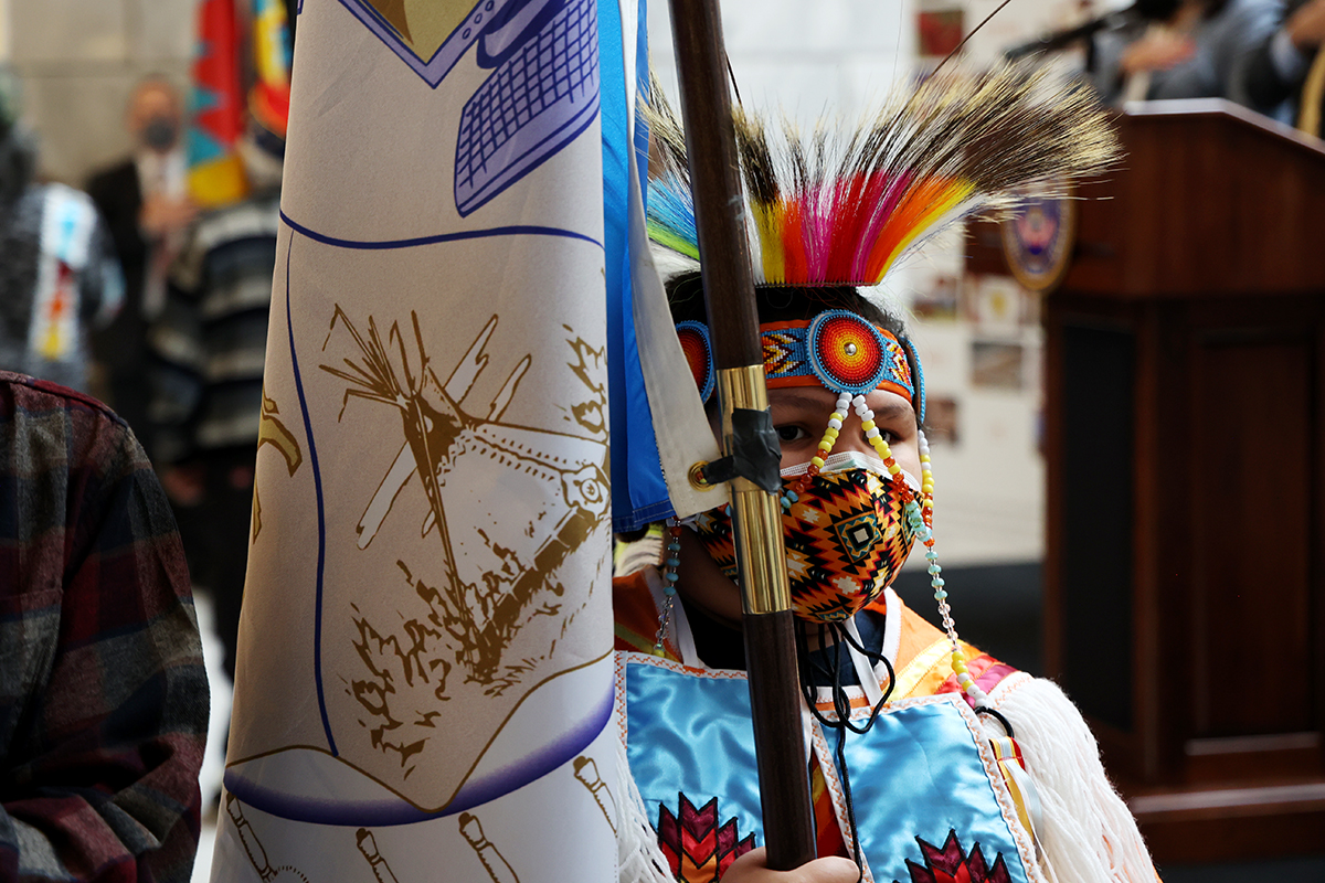 Among the flag bearers was Sebastian Renteria, 9, an enrolled member of the Navajo Nation.