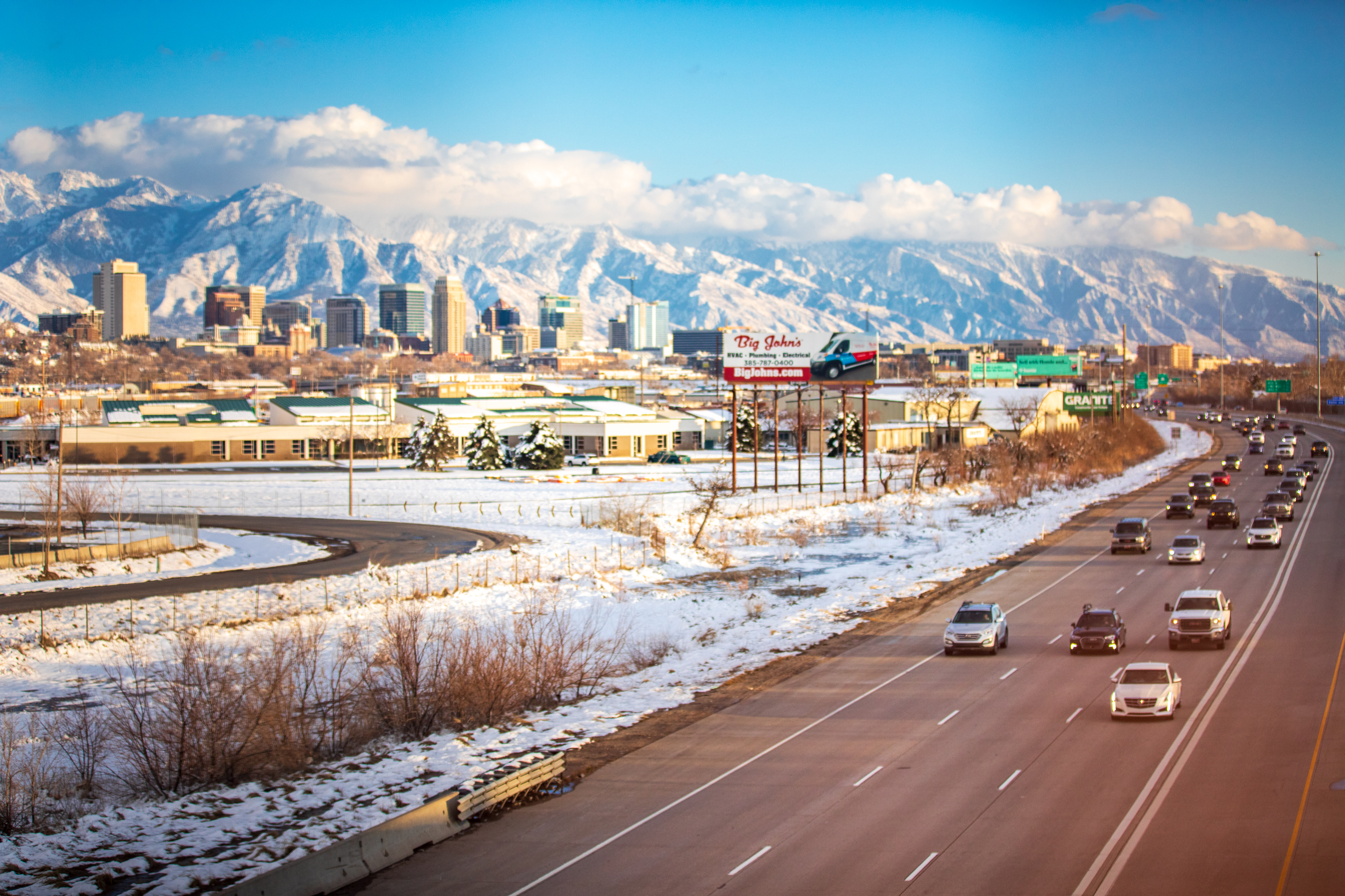 Vehicles travel on Interstate 15 in Salt Lake City on March 10. The Utah Legislature passed a bill this year that will allow for some groups of people to receive a driver's license test in a language other than English.