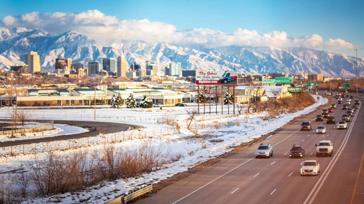 Vehicles travel on I-15 in Salt Lake City on March 10. A Utah lawmaker said Wednesday she plans to file yet another bill that would ban the use of handheld cellphones while driving