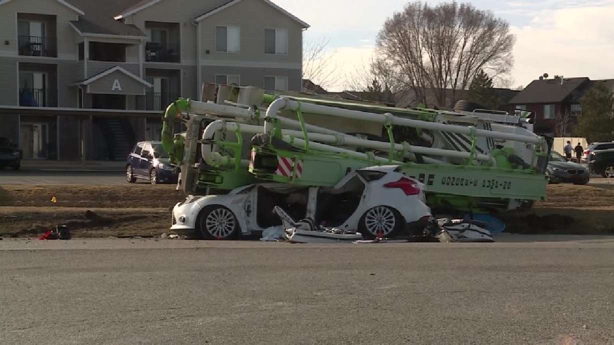 A Clearfield man died Friday after two small cars and a large concrete pump truck collided near the intersection of 3300 S. Midland Drive and 1900 West in West Haven, police said.