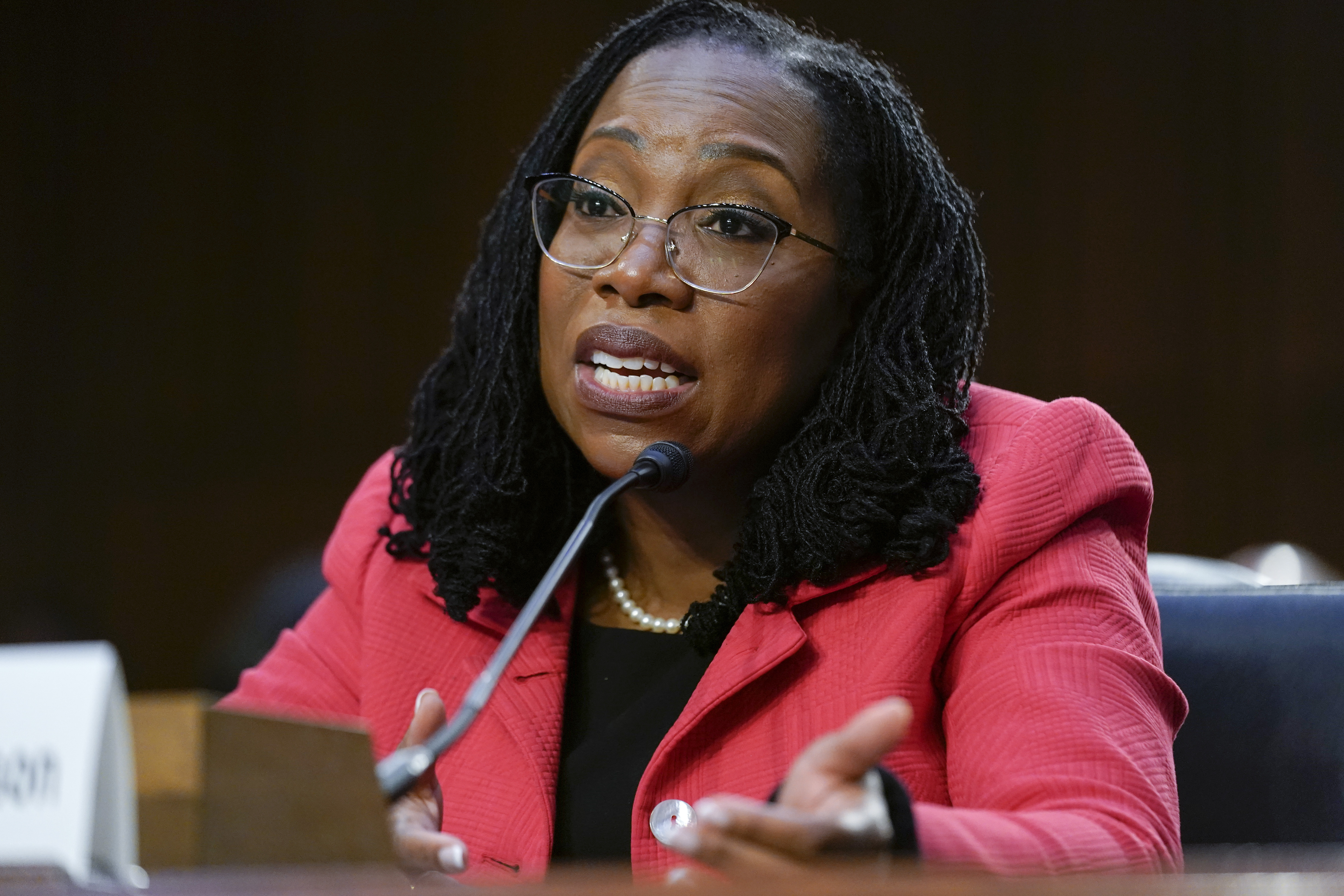 Supreme Court nominee Ketanji Brown Jackson testifies during her Senate Judiciary Committee confirmation hearing on Capitol Hill in Washington, Tuesday.