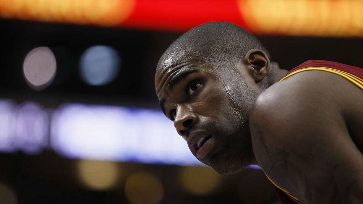 FILE - Cleveland Cavaliers' Antawn Jamison participates (4) in an NBA basketball game against the Philadelphia 76ers, Dec. 7, 2010, in Philadelphia.