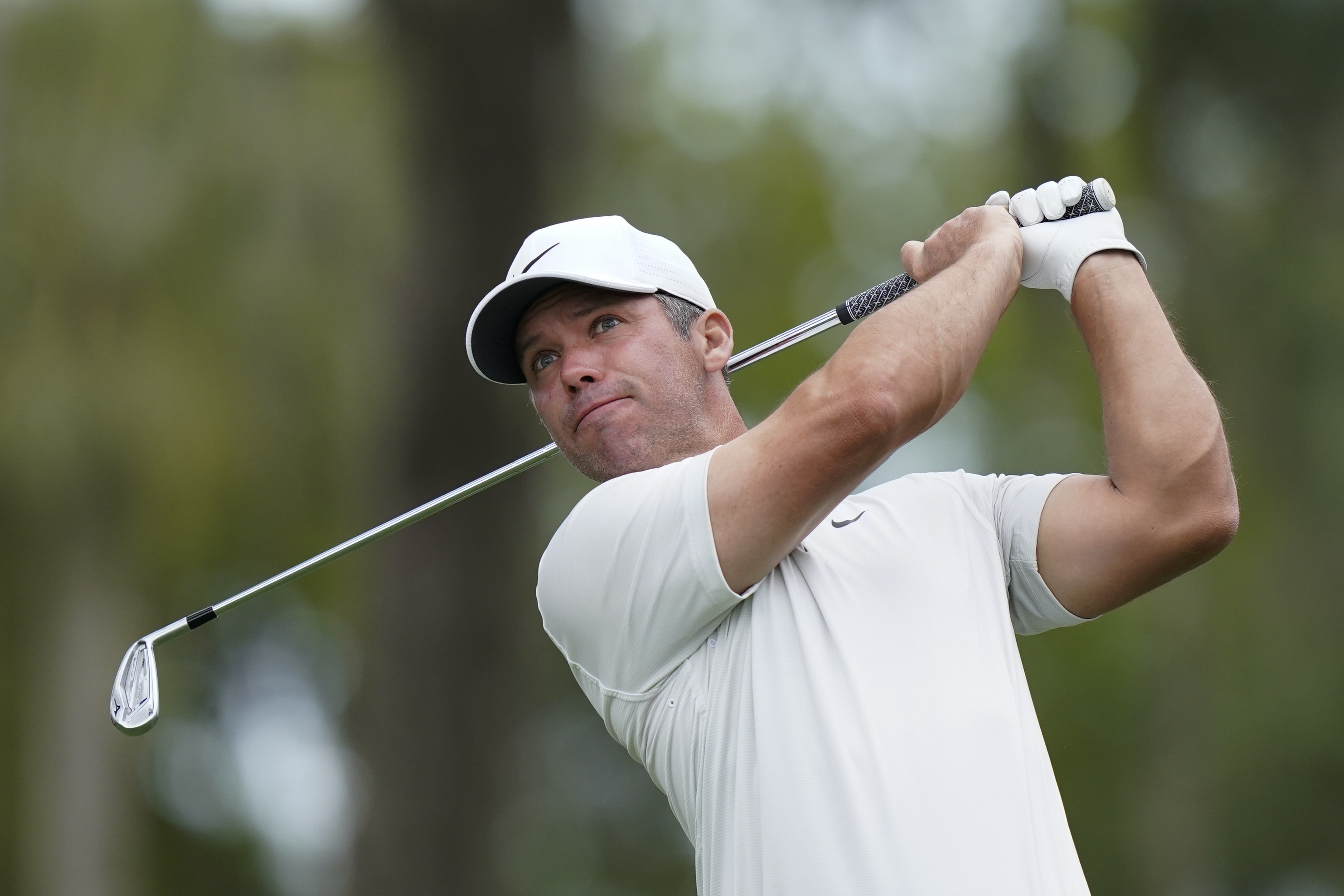 Paul Casey, of England, hits from the sixth tee during the final round of play in The Players Championship golf tournament Monday, March 14, 2022, in Ponte Vedra Beach, Fla. 