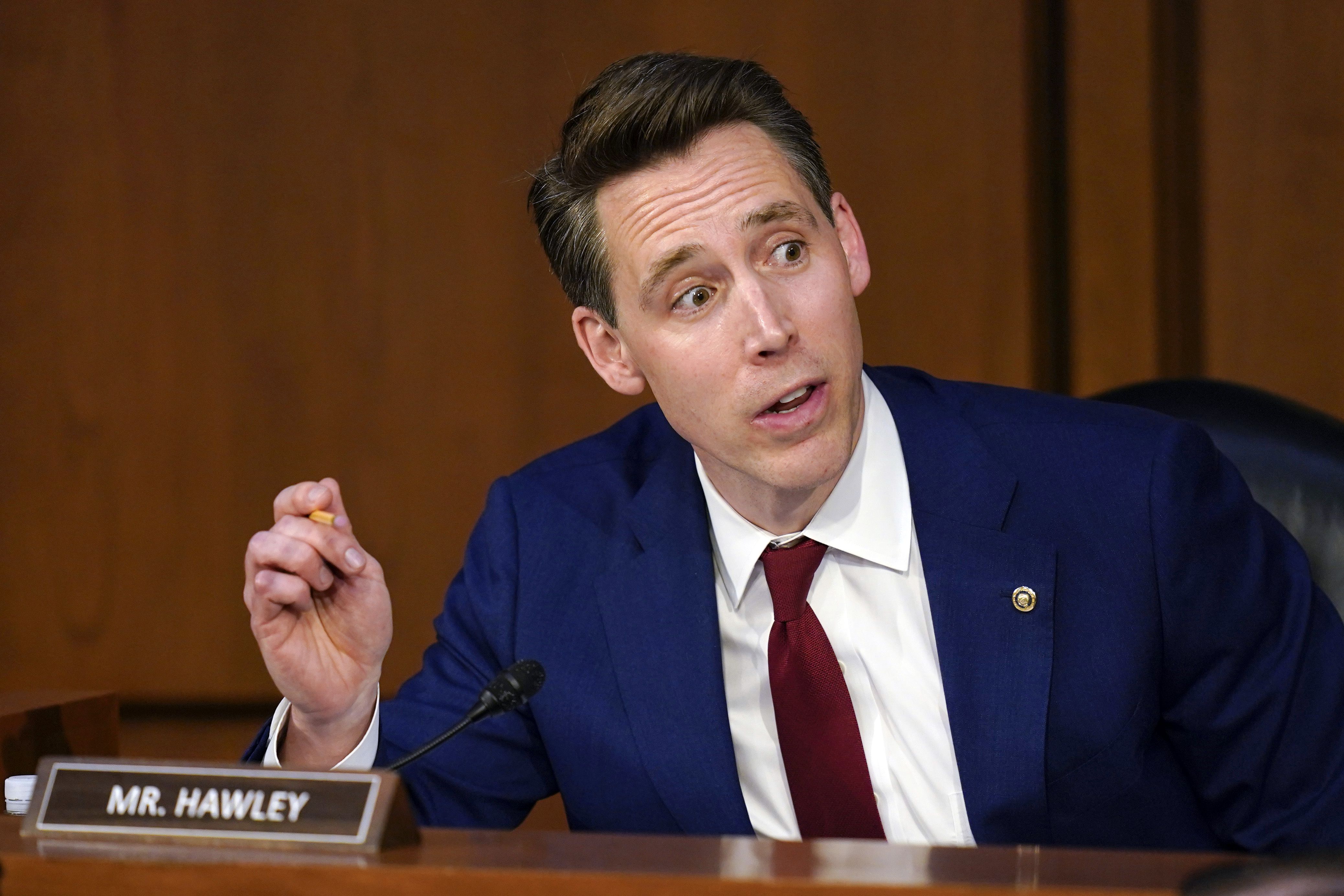 Sen. Josh Hawley, R-Mo., speaks during Supreme Court nominee Judge Ketanji Brown Jackson’s confirmation hearing before the Senate Judiciary Committee on Capitol Hill in Washington. Utah Sen. Mitt Romney apparently doesn’t see much substance to allegations some conservative members of his party, including Utah Sen. Mike Lee, leveled against Jackson regarding her sentencing of child pornographers.