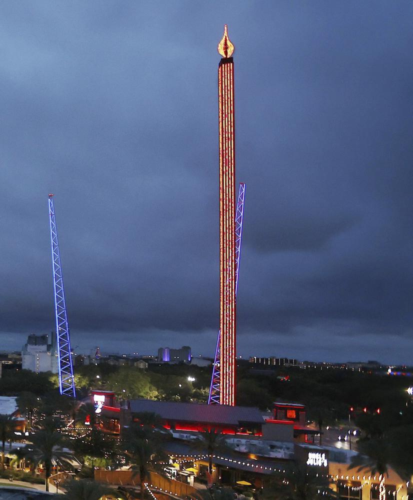 The Orlando FreeFall ride is shown at ICON Park in Orlando, Fla., on Thursday. A 14-year-old boy fell to his death from a ride at an amusement park in Orlando, sheriff's officials said.