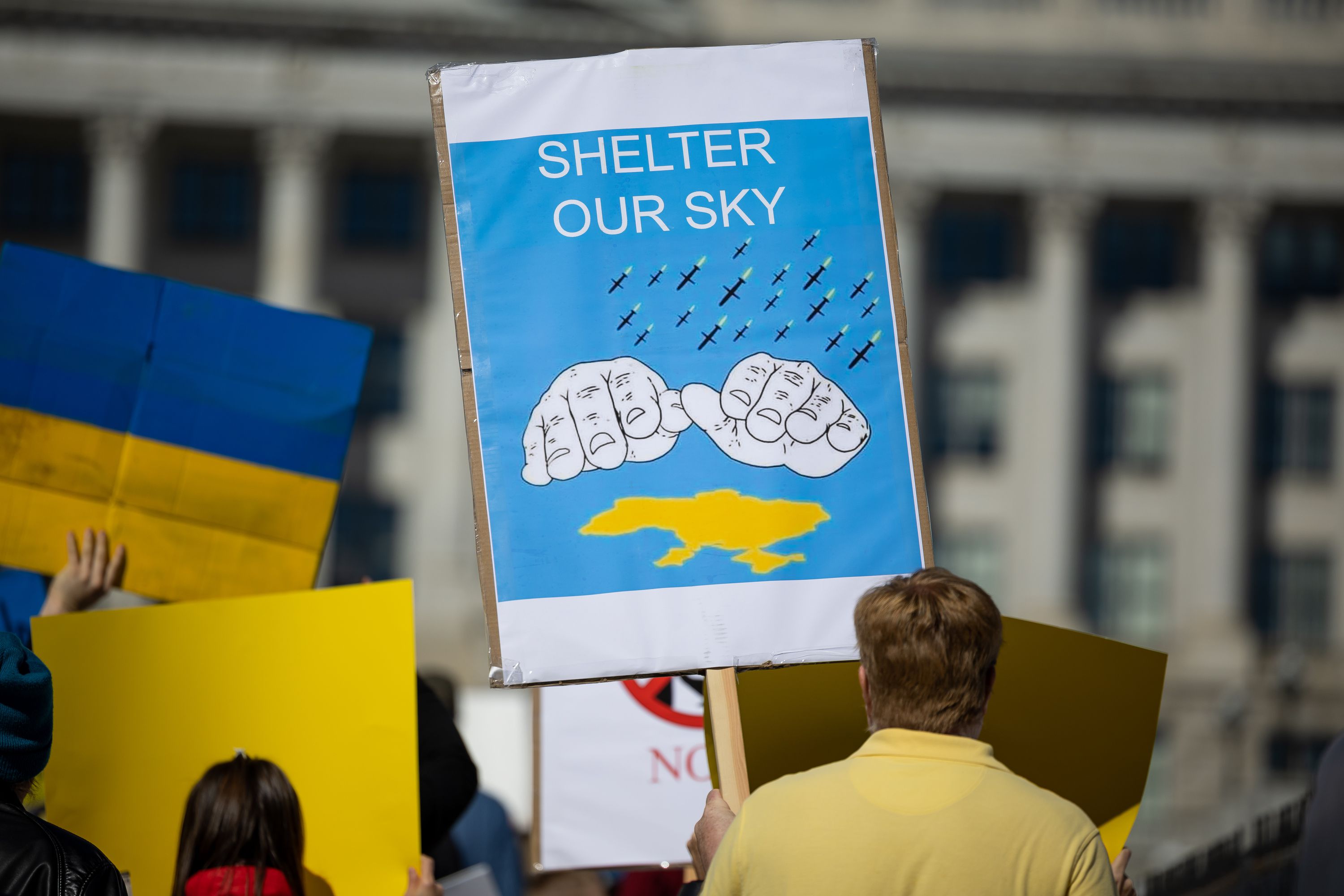 People march to the Capitol for a rally against the war in Ukraine in Salt Lake City on Saturday, March 12. Providing humanitarian aid, imposing sanctions, seizing Russian-owned property — even enacting a no-fly zone — have all made the short list of ways the U.S. should respond to the ongoing war in Ukraine. Now, a poll from the Deseret News/Hinckley Institute of Politics gives new insight into what Utah voters think.