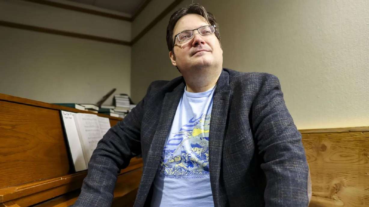Brandon Sanderson poses for a portrait at BYU in Provo on March 10. Sanderson’s Kickstarter for his four new novels has raised over $33 million.