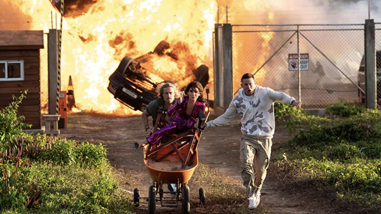 Brad Pitt, Sandra Bullock, and Channing Tatum in "The Lost City." Here's a look at how the film earned its PG-13 rating and whether it's OK for your kids.