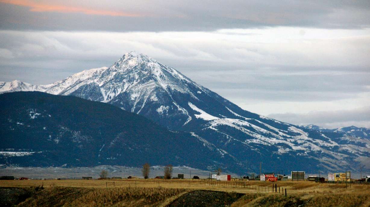 Emigrant Peak towers over the Paradise Valley in Montana north of Yellowstone National Park, on Nov. 21, 2016. Park County authorities said on Friday that a hiker was killed in the area in a suspected encounter with a grizzly bear.