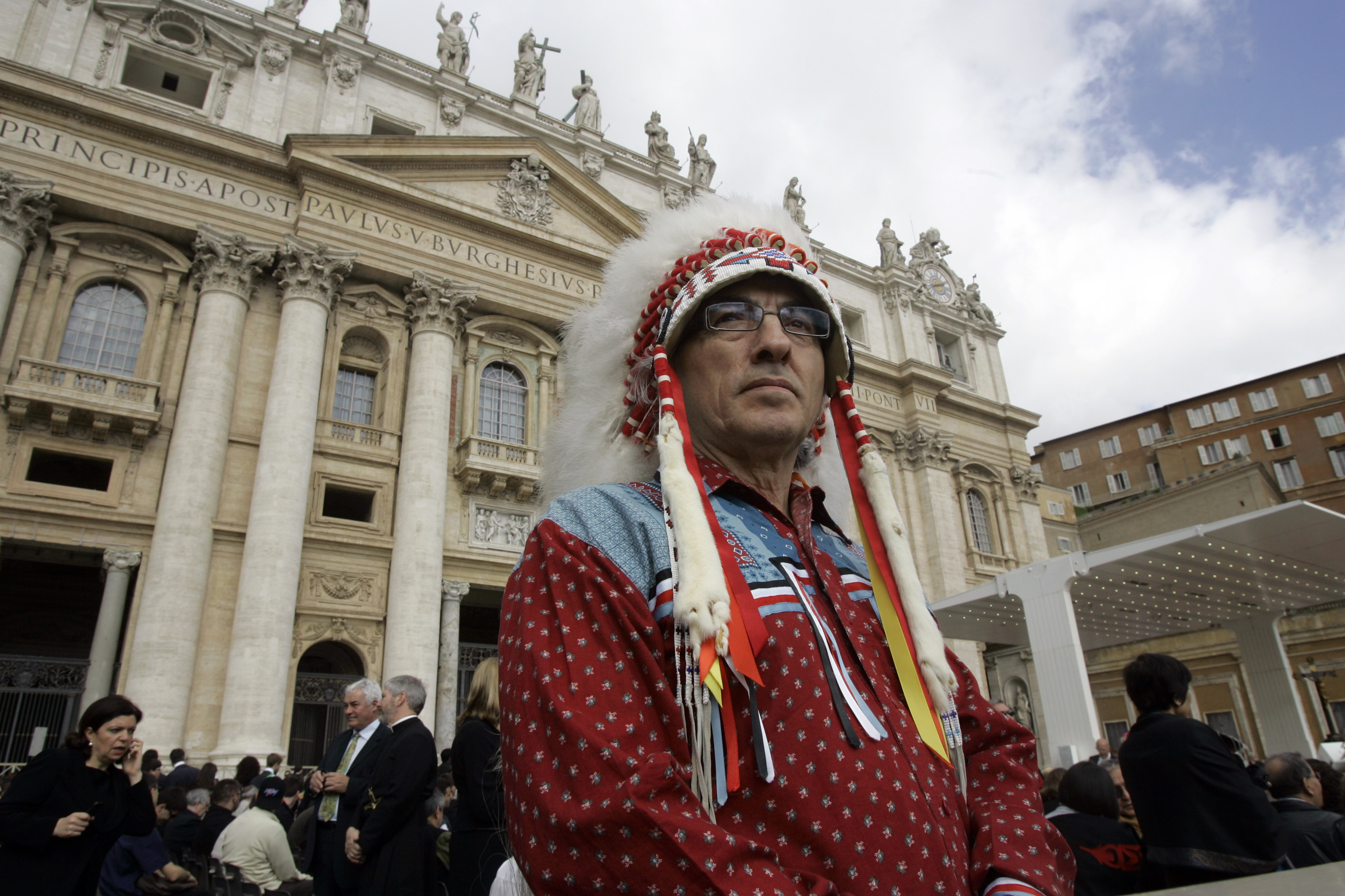 Native Canadian Phil Fontaine, national chief of the Assembly of First Nations, attends Pope Benedict XVI general audience in St. Peter's Square at the Vatican, Wednesday April 29, 2009. 