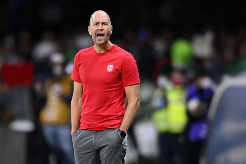 FILE PHOTO: Mar 24, 2022; Mexico City, MEX; United States head coach Gregg Berhalter reacts from the sideline during the first half against Mexico during a FIFA World Cup Qualifier soccer match at Estadio Azteca.