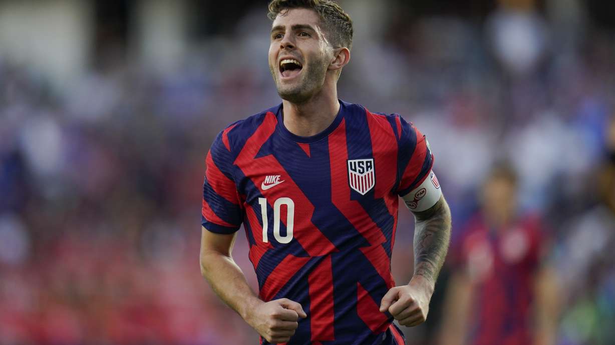 United States' Christian Pulisic reacts during the first half of a FIFA World Cup qualifying soccer match against Panama, Sunday, March 27, 2022, in Orlando, Fla.