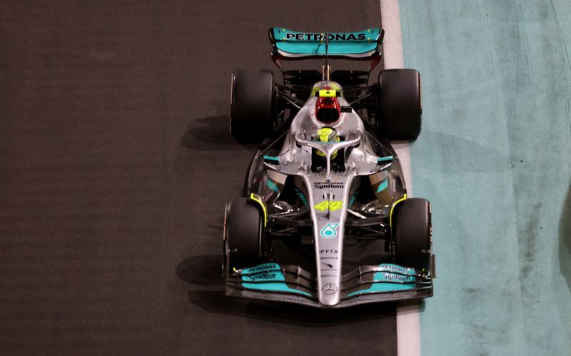 Formula One F1 - Saudi Arabia Grand Prix - Jeddah Corniche Circuit, Jeddah, Saudi Arabia - March 27, 2022 Mercedes' Lewis Hamilton in action during the race