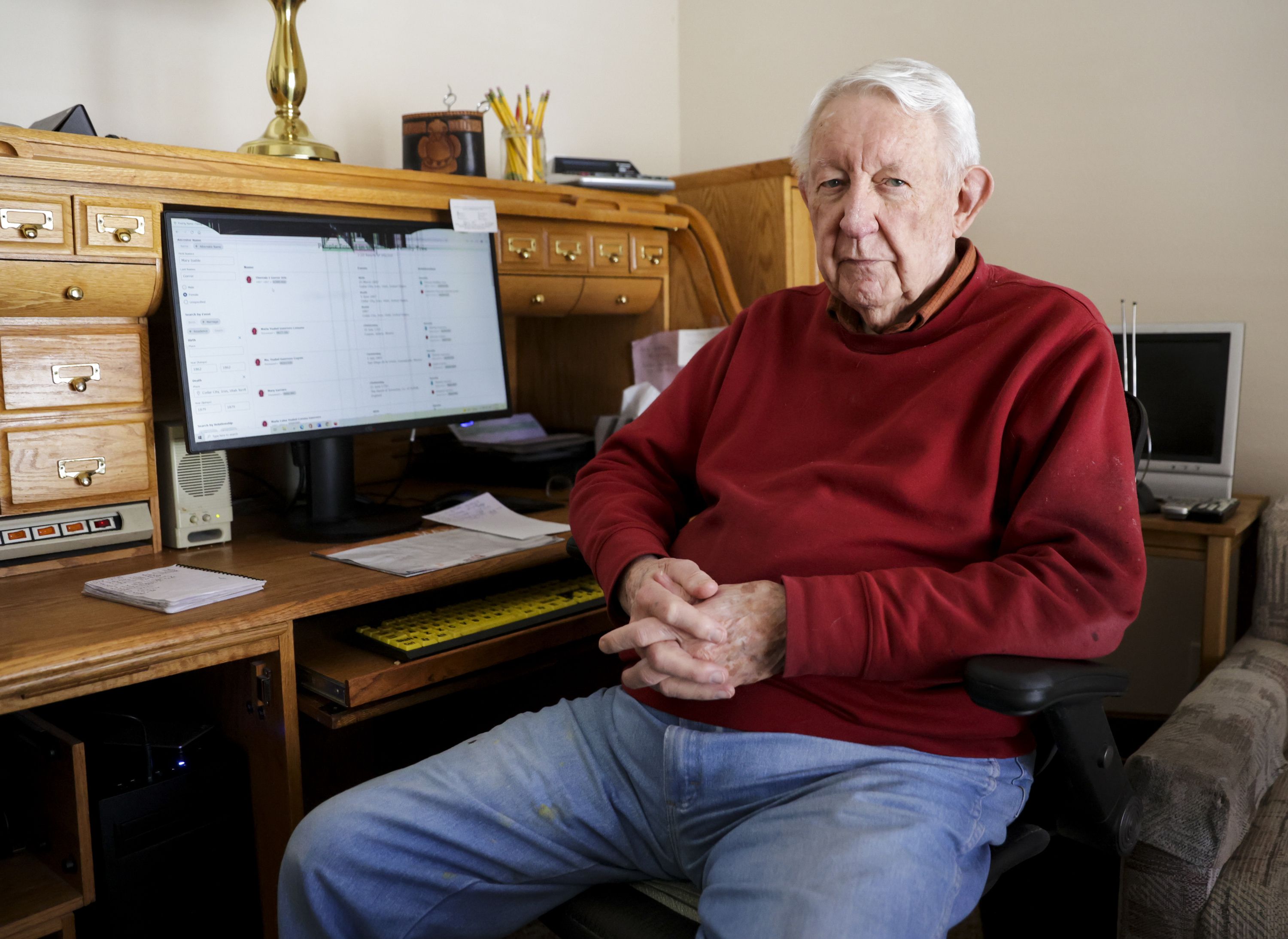 Dale Adams poses for a portrait in front of his computer at his house in Park City on Monday, March 14.
