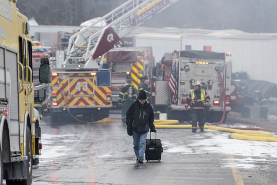 Dane Groszek, Middletown N.Y., makes his way off of Interstate 81 after his car was totaled in a multi-vehicle crash along Interstate 81 North near the Minersville exit, Foster Twp., Pa., on Monday, March 28, 2022. Dane was on his way back home after visiting family in Daytona Fl.