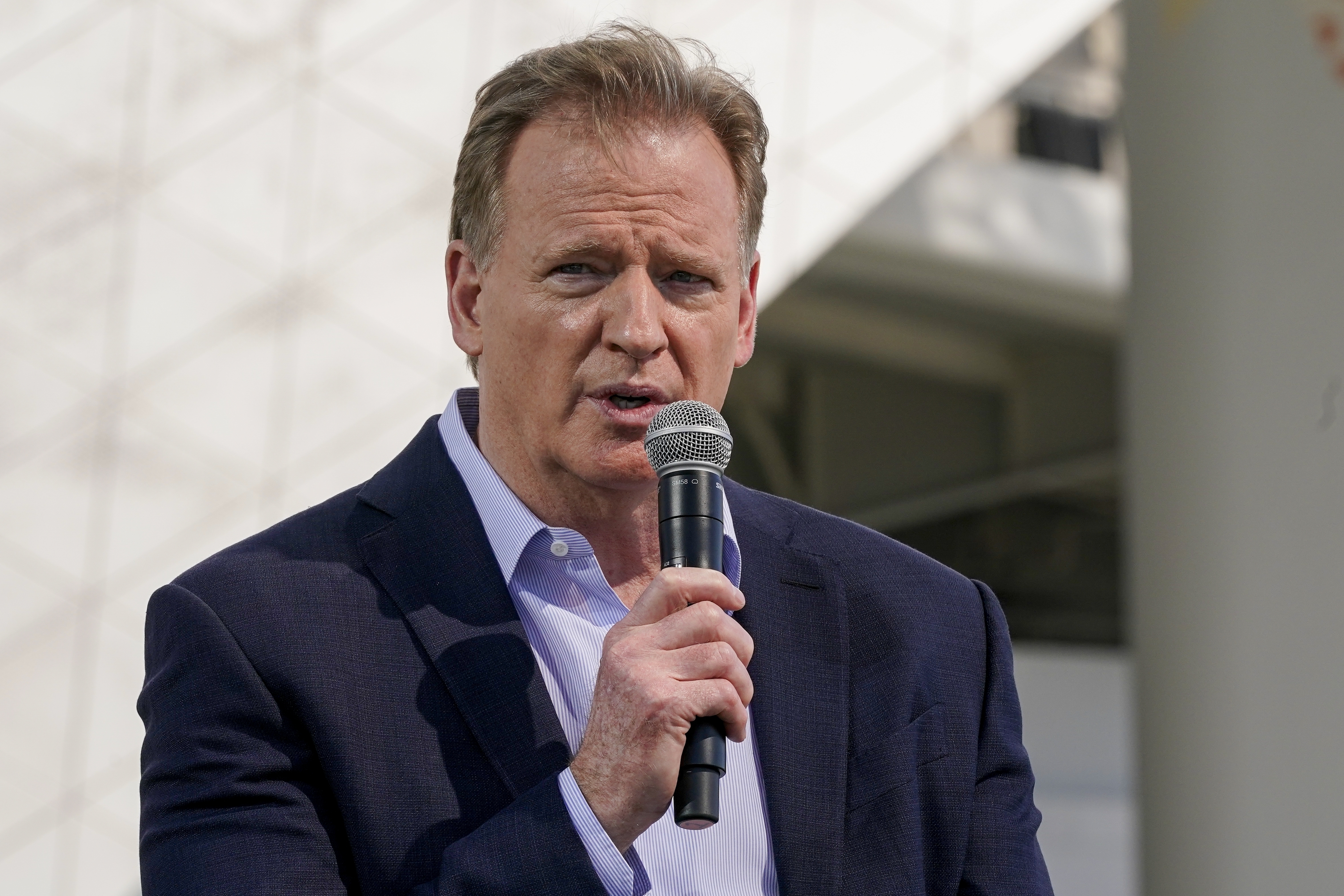 NFL Commissioner Roger Goodell speaks at a news conference, Feb. 9, 2022, in Inglewood, Calif. The 32 team owners will deal with some significant issues at their meetings this week. Two proposals to change overtime rules are particularly intriguing. Tennessee has recommended that both teams possess the ball in overtime unless the team receiving the kickoff scores a touchdown and a 2-point conversion. That would end the game. 