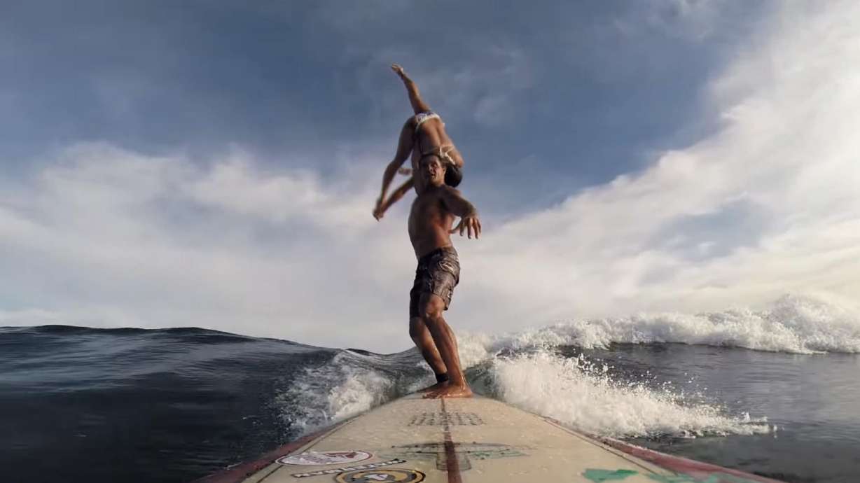 The 2015 World Tandem Champions, Kalani Vierra and Krystl Apeles show what it takes to become world champions of tandem surfing in this video posted to YouTube on March 18, 2016.
