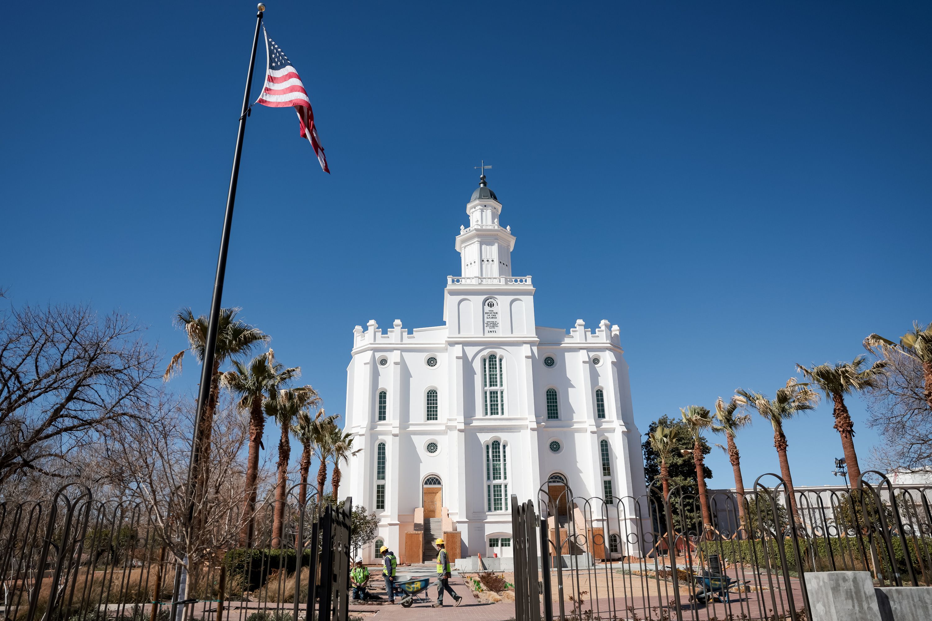 The St. George Utah Temple of The Church of Jesus Christ of Latter-day Saints, which is closed for renovation, is pictured on Friday, March 11. Renovation work is nearing completion, officials say.