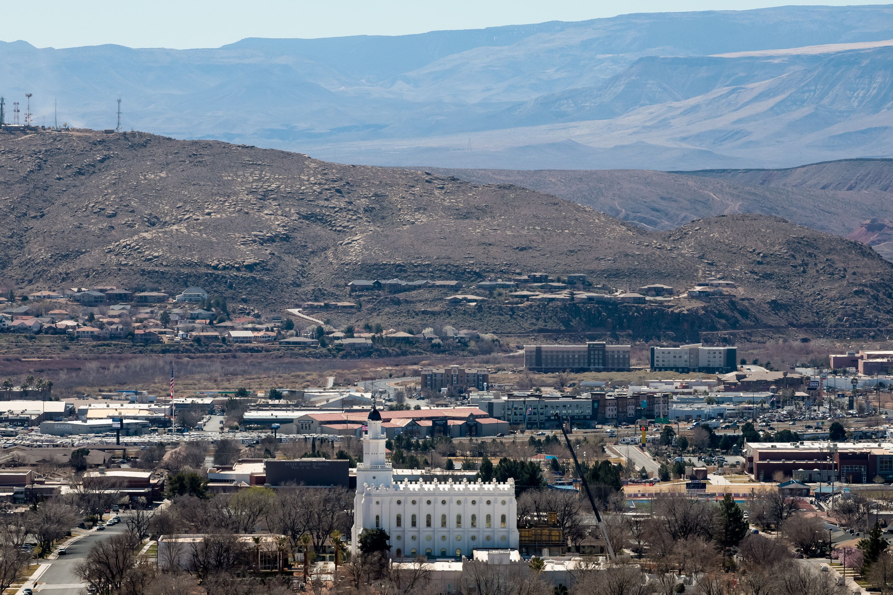 The St. George Utah Temple of The Church of Jesus Christ of Latter-day Saints, which is closed for renovation, is pictured on Friday, March 11.