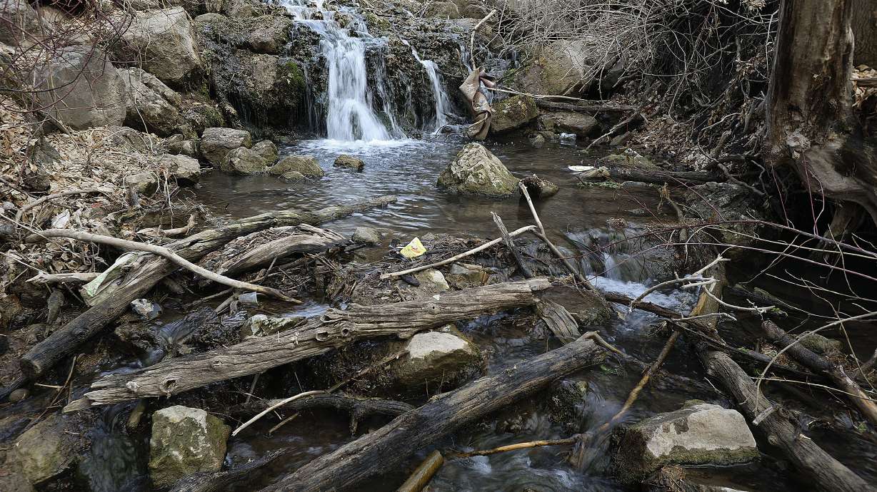 Emigration Creek flows in Rotary Glen Park in Salt Lake City on Feb. 9, 2021. Salt Lake County experts project a below-normal water runoff this spring, as water is already beginning to melt from the statewide snowpack.