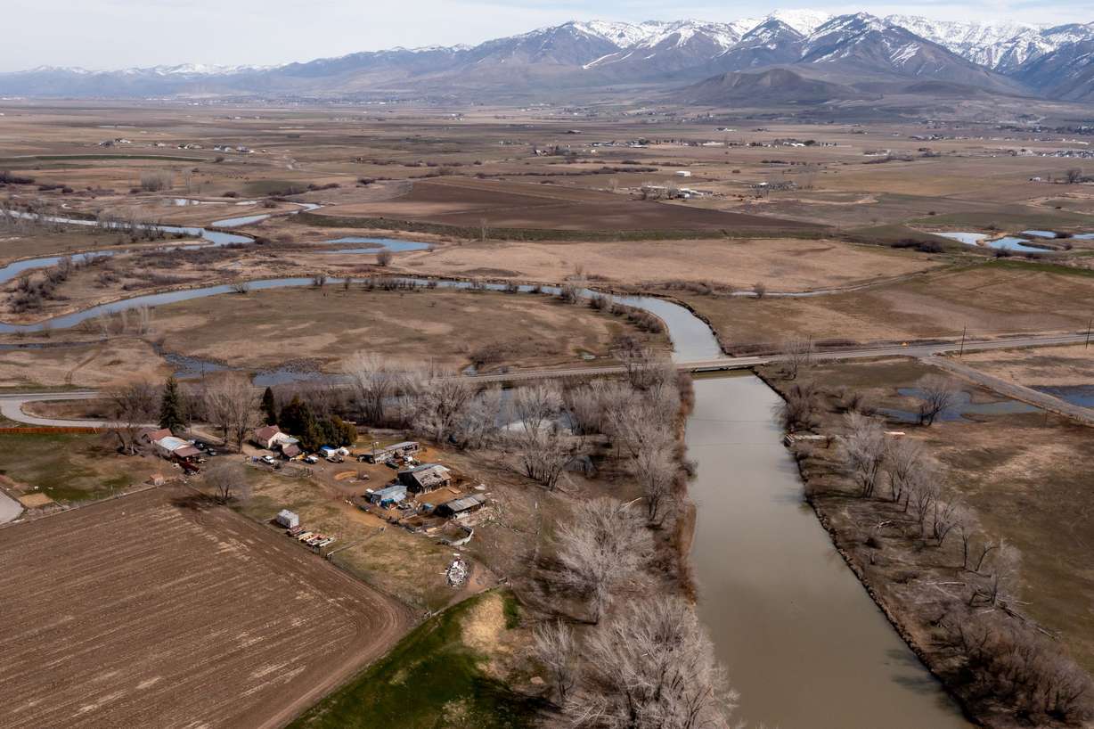 The Bear River flows past agricultural fields in Smithfield on March 26.