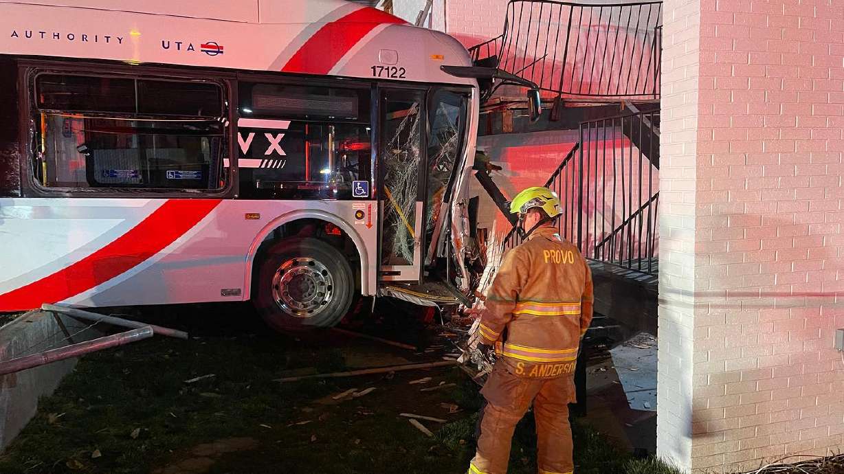 A bus driver was injured early Wednesday after a crash in Provo that temporarily shut down University Parkway at Canyon Road, police said.