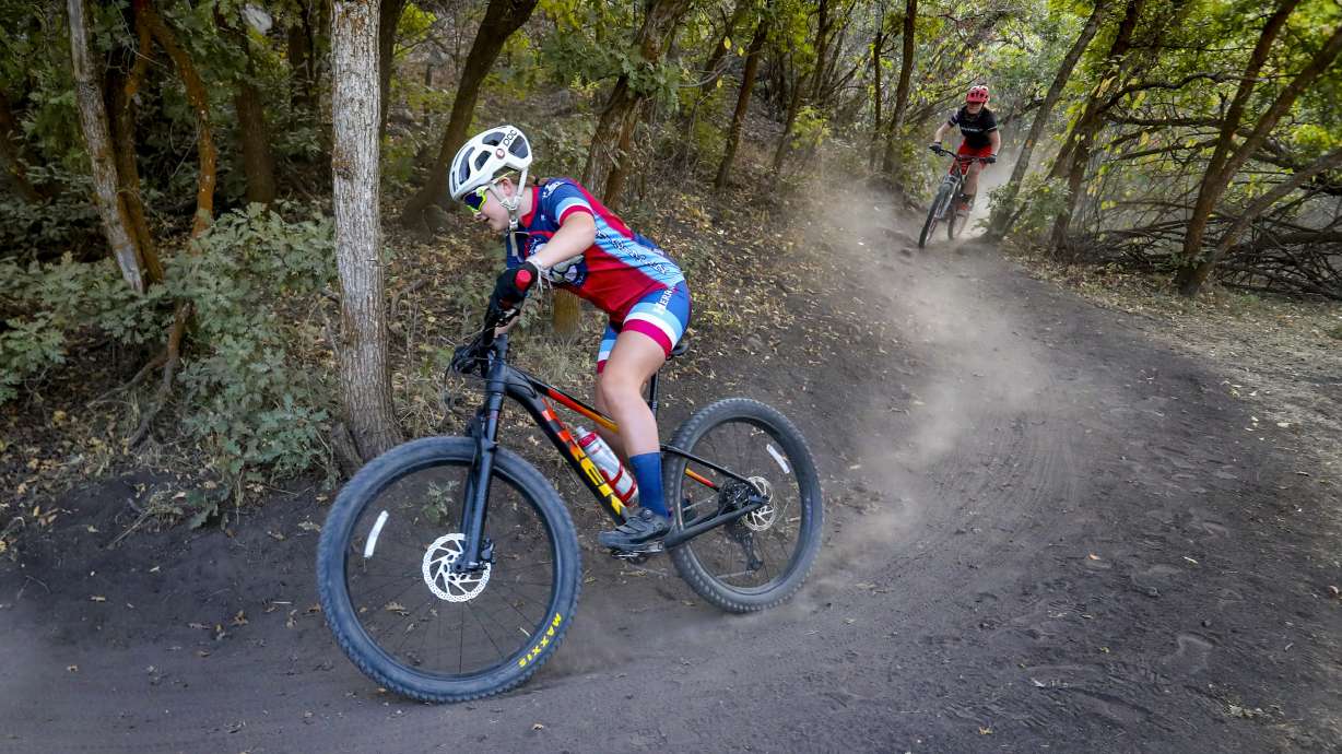 Mountain bikers from the Bingham, Herriman and Mountain Ridge high schools ride the trail system in Yellow Fork Canyon near Herriman on Sept. 22, 2020. Salt Lake County purchased 94 acres of land in the canyon last week so it can add new trails.