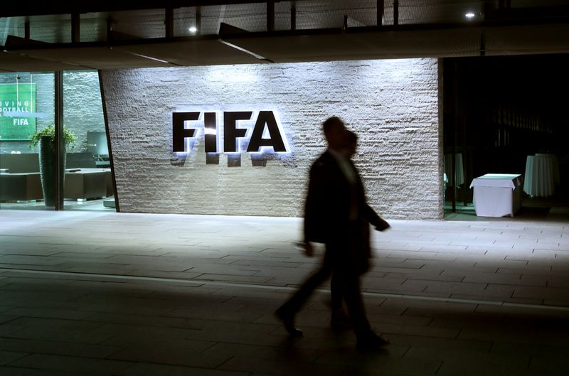 FIFA's logo is seen at its headquarters in Zurich, Switzerland September 30, 2020.