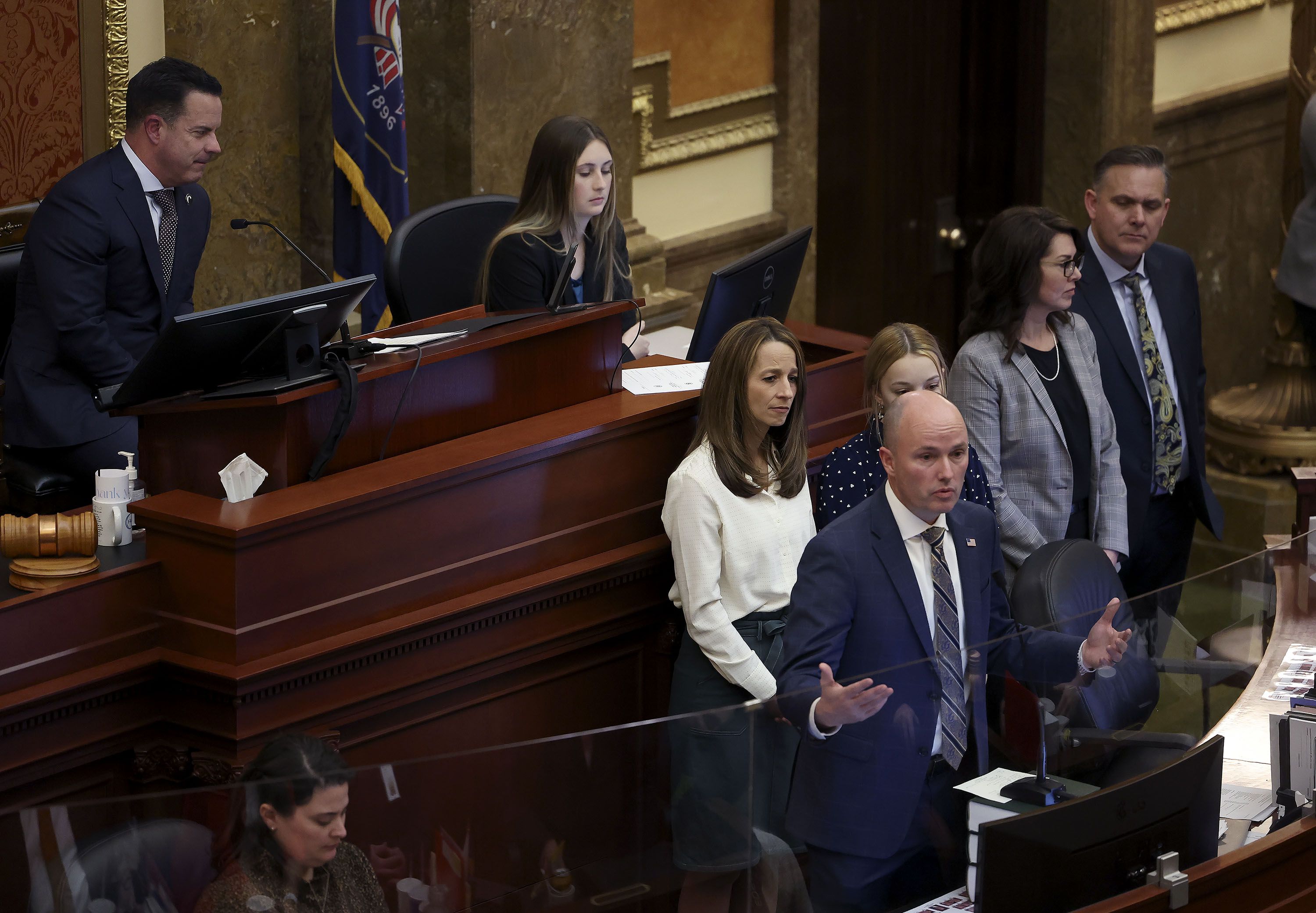 Gov. Spencer Cox addresses legislators in the House of Representatives at the end of the Utah Legislature’s 2022 general session at the Capitol in Salt Lake City on Friday, March 4. In the eyes of Utahns, only one group has more influence than Utah’s governor — and that’s the leaders of the Utah Legislature, a new poll says.